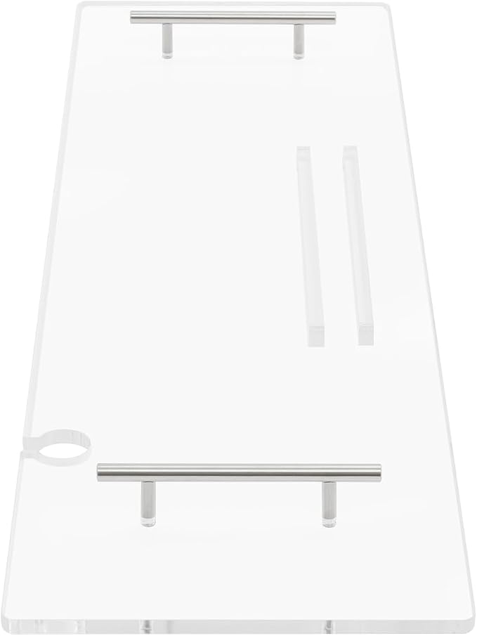 Acrylic Bathtub Tray with Handles, 31.5" Long Clear Bath Tray Table Holds Tablet and Wine Glass, Heavy Duty Bathroom Accessory for Home or Hotel, Easy Assembly (80cm/31.5in)