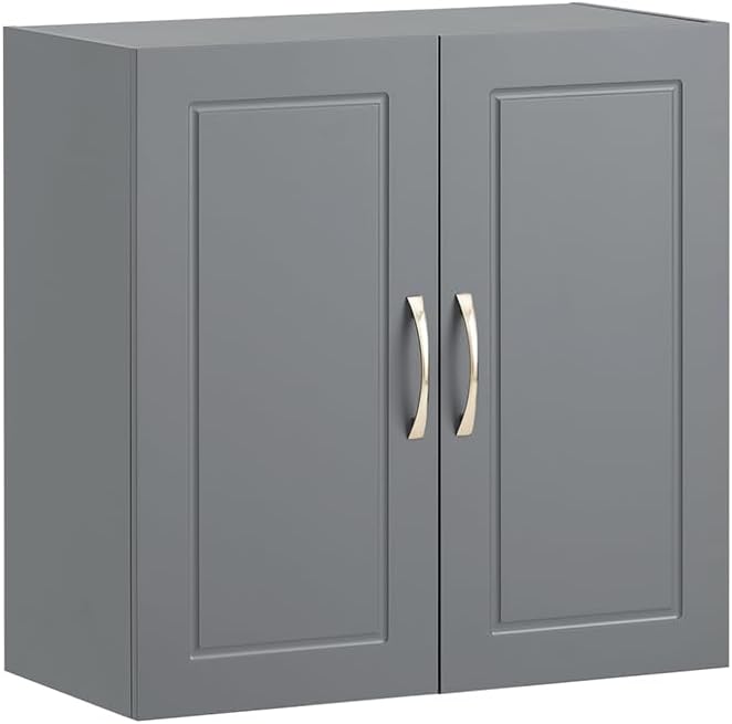 Haotian Wall Cabinet, Bathroom Storage, 23.6 x 11.8 x 23.6 in, MDF, Grey | Neutral Floating Wall Storage Cabinet With Adjustable Shelf, Versatile Bathroom Cabinet For Multi-Room Storage, FRG231-DG