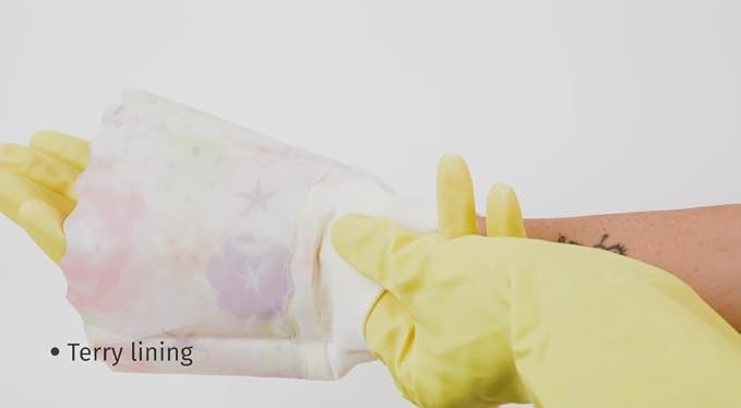 Finnhomy Household Gloves - Latex-Free, Waterproof, Long Cuff, Soft Lining Non-Slip, Adjustable Strap, Multi-Layer Protection, Reusable for Cleaning (2 Pair).