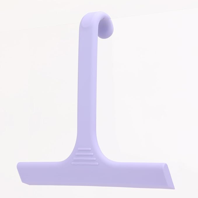 Silicone Shower Squeegee - All-in-One Design with Built-in Hook, 10 Inch Streak-Free Bathroom and car Cleaner for Glass Doors, Mirrors, Windows, Tiles Purple