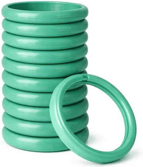 12 Piece Plastic Basic Locking Round Hook Easy Gliding Shower Curtain Rings Fits All Standard Size Shower Rods (Turquoise)
