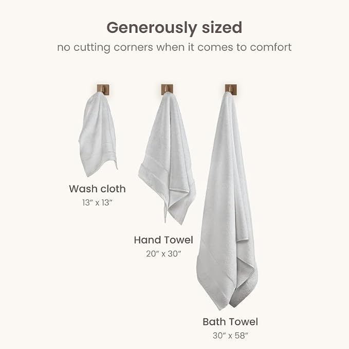 100% Organic Cotton 700 GSM Luxury Wash Cloths GOTS Certified 13" x 13" Face Towel - Silver, Pack of 12