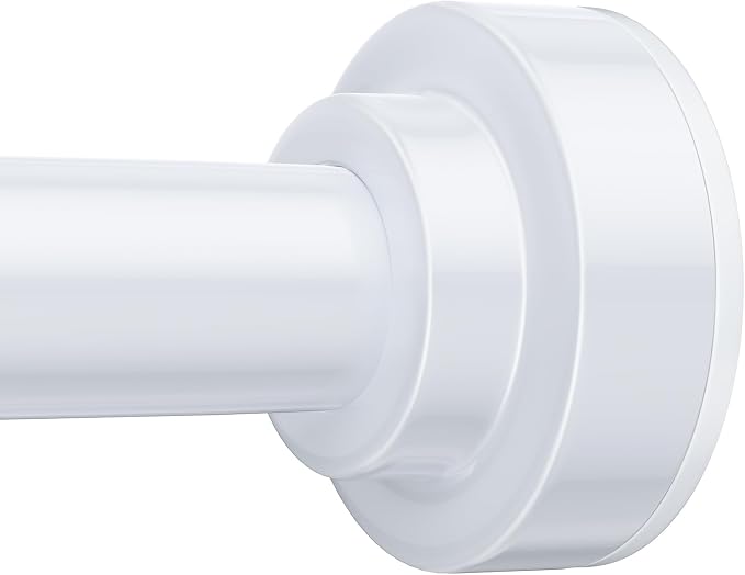 TEECK Shower Curtain Rod, 32-92 inch Adjustable Spring Tension Curtain Rod, Never Rust Anti-Slip Shower Curtain Rod for Bathroom, No Drilling, Never Collapse, Easy to Use, White