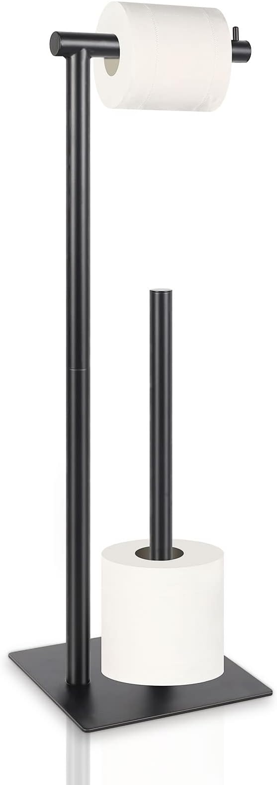 Toilet Paper Holder Stand Toilet Paper Roll Holder Stand Freestanding Black Toilet Paper Holder for Bathroom Toilet Tissue Storage Holder Metal