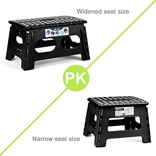 Delxo Folding Step Stool 9 inch,300Lbs Extra Wide Step Stool for Kids | Foldable Step Stool,15-Inch Extra Wide Non-Slip Foot Stools with Handle,Lightweight for Kitchen,Bathroom,Bedroom,Garden Black