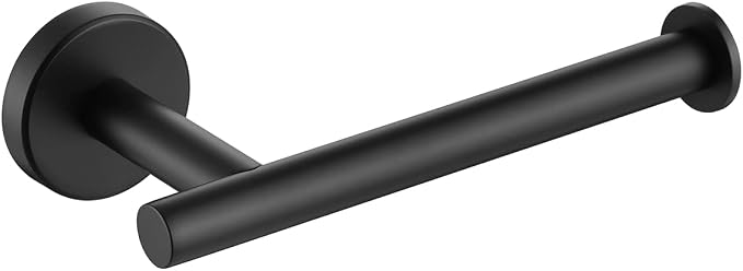JQK Black Toilet Paper Holder, 5 Inch 304 Stainless Steel Thick 0.8mm Tissue Paper Dispenser, Matte Black Wall Mount, TPH120-PB