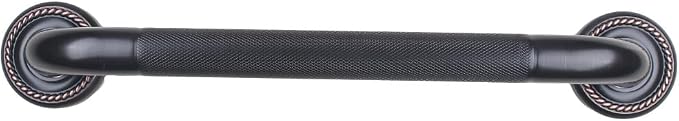 18-inch Textured Grab Bar for Bathtub and Shower, Oil Rubbed Bronze Finish, 1.25-Inch Diameter, Bathroom Toilet Saftey Hand Rail, Wall-Mounted, Great for Towel Holder/Stair Handrail