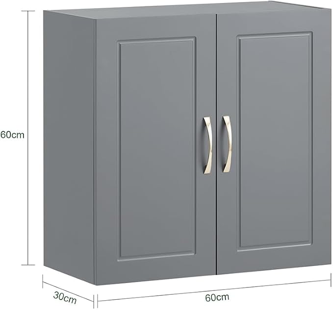 Haotian Wall Cabinet, Bathroom Storage, 23.6 x 11.8 x 23.6 in, MDF, Grey | Neutral Floating Wall Storage Cabinet With Adjustable Shelf, Versatile Bathroom Cabinet For Multi-Room Storage, FRG231-DG