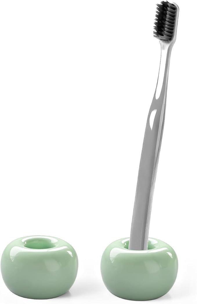 2Pcs Ceramic Toothbrush Holders for Bathrooms Countertop Toothbrush Holder Single Mini Toothbrush Holder Pen Holder Razor Holder Bathroom Tooth Brush Holder Toothbrush Stand