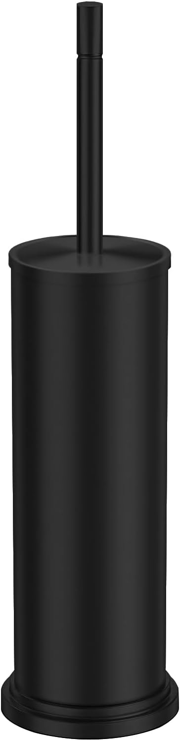 Toilet Brush and Holder Set,304 Stainless Steel Toilet Brush for Bathroom with Long Handle, Heavy Duty Toilet Bowl Brush,Removable Inner Bowl and Splash Protection,Deep Cleaning (Black)