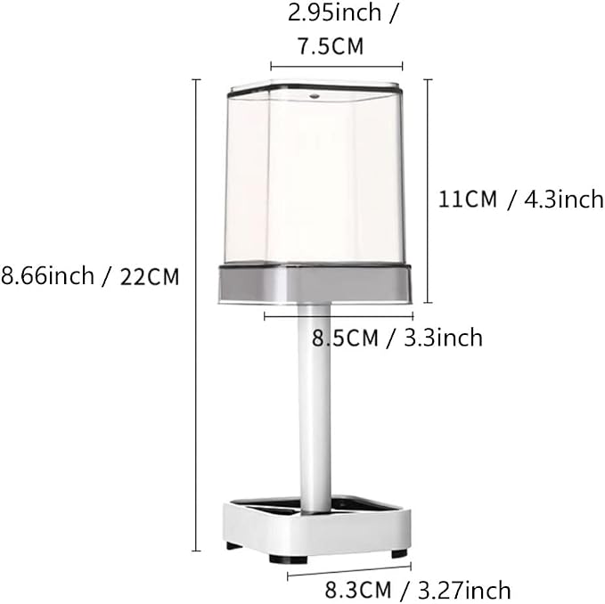 Toothbrush Holder with Cup/Cover Contains 3 Slots, Compatible with Conventional Toothbrushes, Can Store Toothpaste (Rectangle)