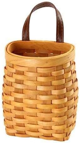 Hand-Woven Wood Storage Basket Portable Wall Hanging Flower Basket Organizer Fruit Vegetable Rattan Box Home Decoration