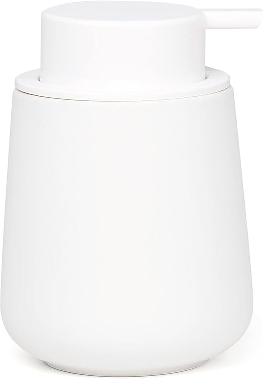 BosilunLife Ceramic Soap Dispenser - Dish Soap Dispenser for Bathroom 12Oz | Refillable Liquid Hand Wash Dispenser for Essential Oil, Lotion Soap, Rubber Paint White