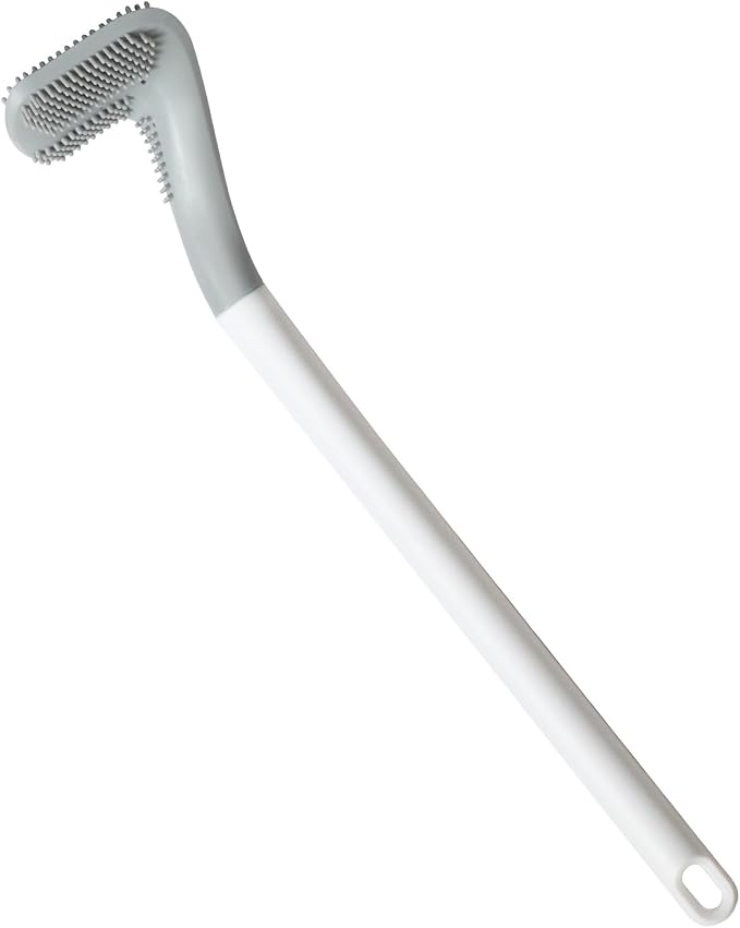 Toilets Brushes, Toilet Cleaning Brush,Golf Flexible Bendable Silicone Long Handled Toilet Brushes, 360°Deep Toilets Bowl Cleaning Brush,Quick Drying Scrubber for Bathroom with Hook (White)