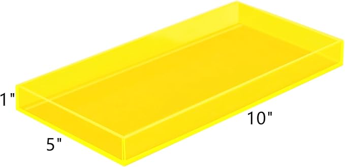ROYALITA Acrylic Tray for Countertop, Guest Towel Holder Tray for Bathroom | Vanity Trays for Napkin Perfume Jewelry Makeup, Bathroom Tray for Soap Dispenser, Aromatherapy, Cup & Candle, Yellow