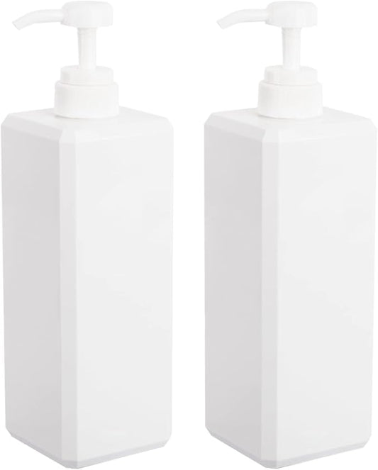 Plastic Pump Bottle Refillable Lotion Soap Dispenser 32oz White 2 Pack | Sturdy, BPA-Free, Leak Proof, Empty Liquid Container for Dish Hand Soap, Body Wash, Shampoo, Kitchen Bathroom Decor