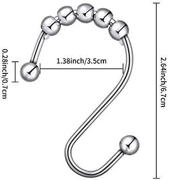 Hotop Shower Curtain Hooks Rings Rust Resistant Stainless Steel Hook Hangers for Bathroom Shower Curtain Kitchen Utensils Clothes Towels(24 Pieces)