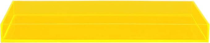 ROYALITA Acrylic Tray for Countertop, Guest Towel Holder Tray for Bathroom | Vanity Trays for Napkin Perfume Jewelry Makeup, Bathroom Tray for Soap Dispenser, Aromatherapy, Cup & Candle, Yellow