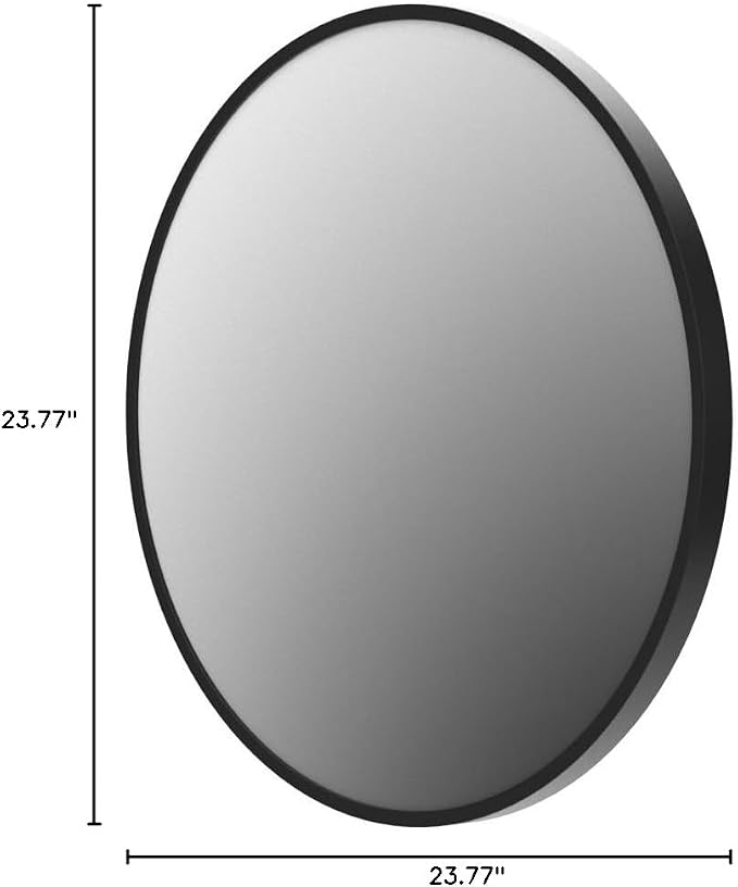 BEAUTYPEAK 24 Inch Round Mirror, Metal Frame Circle Mirror, Black | Wall Mounted for Entryway, Bathroom, Vanity, Living Room