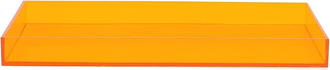 ROYALITA Acrylic Tray for Countertop, Guest Towel Holder Tray for Bathroom | Vanity Trays for Napkin Perfume Jewelry Makeup, Bathroom Tray for Soap Dispenser, Aromatherapy, Cup & Candle, Orange