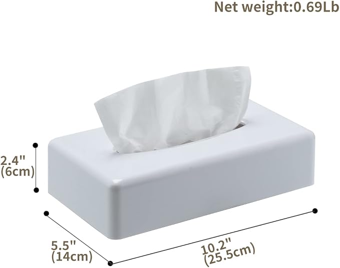 Y-in Hand Tissue Box Cover, Rectangular White Wall Mounted Facial Paper Holder Dispenser, Prefert for Storage on Bathroom Vanity, Kitchen, Night Stand, Countertops Office and Car.