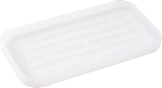 MicoYang Silicone Kitchen Sink Organizer Tray for Multiple Usage,Easy Clean Sponges Holder for Kitchen Bathroom Counter or Sink,Dish Soap Dispenser,Scrubber,Bottle,Cup Translucent 10”x 5.3”