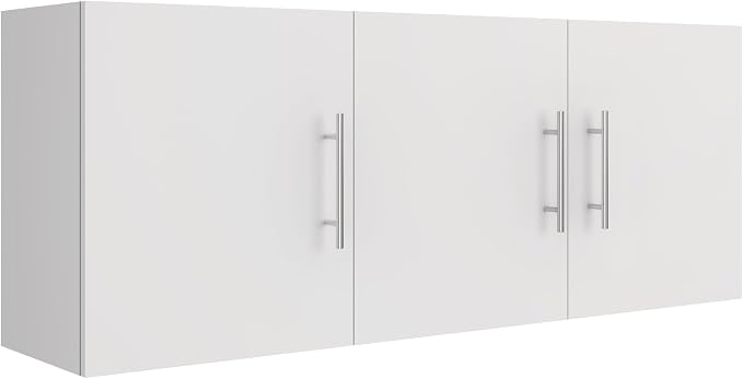 Wall Cabinet, 54" W x 12" D x 20" H Wooden Wall Mounted Storage Cabinet, 3 Door Cabinet with Soft Close and Metal Handle and Adjustable Shelf for Kitchen, Garage, Laundry, Bathroom, White