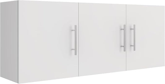Wall Cabinet, 54" W x 12" D x 20" H Wooden Wall Mounted Storage Cabinet, 3 Door Cabinet with Soft Close and Metal Handle and Adjustable Shelf for Kitchen, Garage, Laundry, Bathroom, White