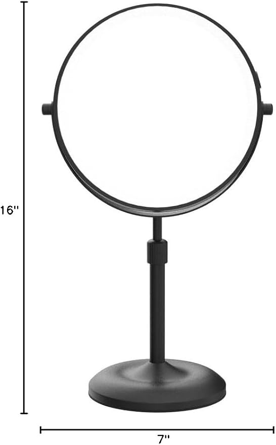 Gospire 7" Lighted Makeup Mirror, 1X/10X Magnification, Height Adjustable | 3 Color Dimmable Lights, 360° Swivel, Double Sided, Rechargeable LED Cosmetic Vanity Mirror, Cordless Standing Mirrors