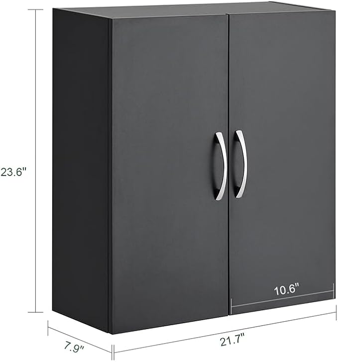 SoBuy Multifunctional Wall Mount Storage Cabinet, Wall Size, Black | Wall Mount Over-Toilet Medicine Cabinet With Shelf, Multi-Purpose Storage For Kitchen Bathroom Laundry