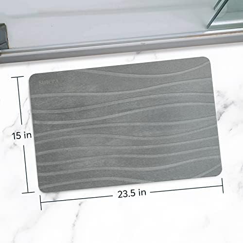 Stone Bath Mat for Bathroom, Dries in Seconds - Diatomaceous Earth, Gray | Super absorbent, quick-drying & easy to clean. Natural material that lasts — restores with light sanding.