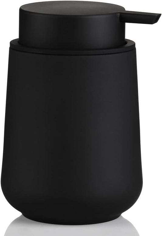 YAUKPH Matte Black Liquid Hand Soap Dispenser Plastic | 11 oz Modern Minimalist Style for Bathroom & Kitchen Countertop Refillable