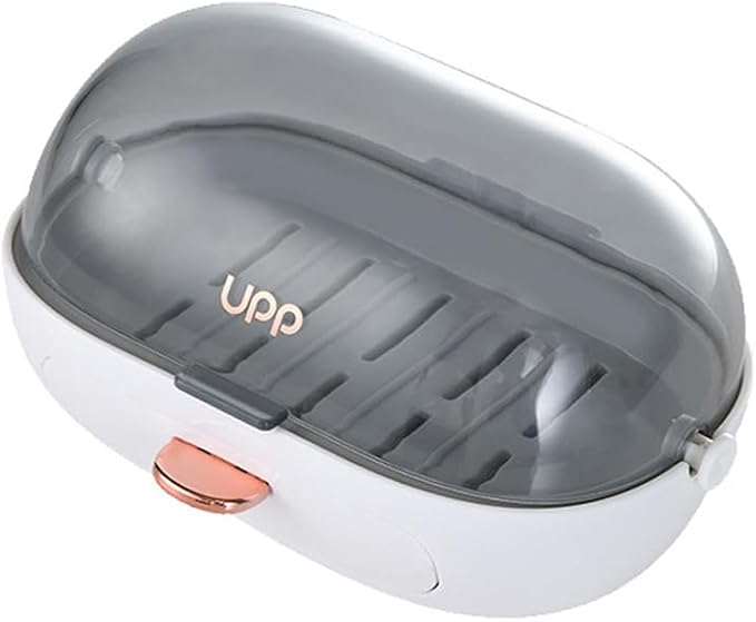 1Pc Shower Soap Dish Holder with Lid, Bar Soap Container with Drain | Wall Mounted Soap Box Container for Shower, Bathroom, Bathtub, Kitchen Sink, Adhesive Included
