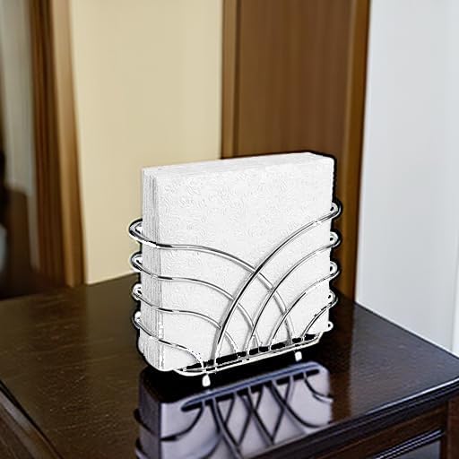 Napkin Holder for Table, Silver Iron Upright Paper Dispenser | Dinner Napkins, Lunch Napkins & Table Decor