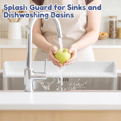 2Pack Bathtub Splash Guard for Kids Adult - 31IN Silicone Bath Tray Shelf for Tub with 11 Suction Cups, Bath Tub Play Shelf for Kids & Toy Holder, Bathtub Accessories Prevent Water Spill in Bathroom