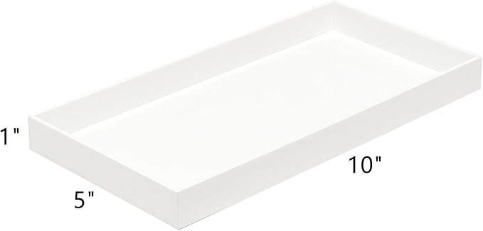 ROYALITA Acrylic Tray for Countertop, Guest Towel Holder Tray for Bathroom | Vanity Trays for Napkin Perfume Jewelry Makeup, Bathroom Tray for Soap Dispenser, Aromatherapy, Cup & Candle, White
