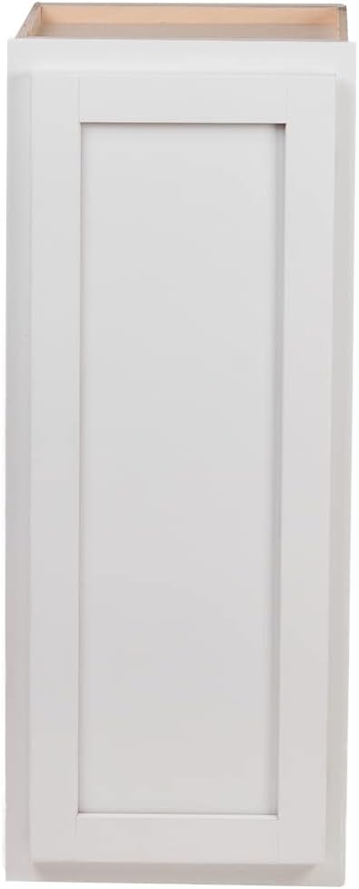 Quicklock RTA (Ready-to-Assemble) 42" Tall Wall Kitchen Cabinets - Shaker Style | 100% Hardwood | Made in America | Soft Close Hardware (Pure White, 12" D x 21" W x 42" H)