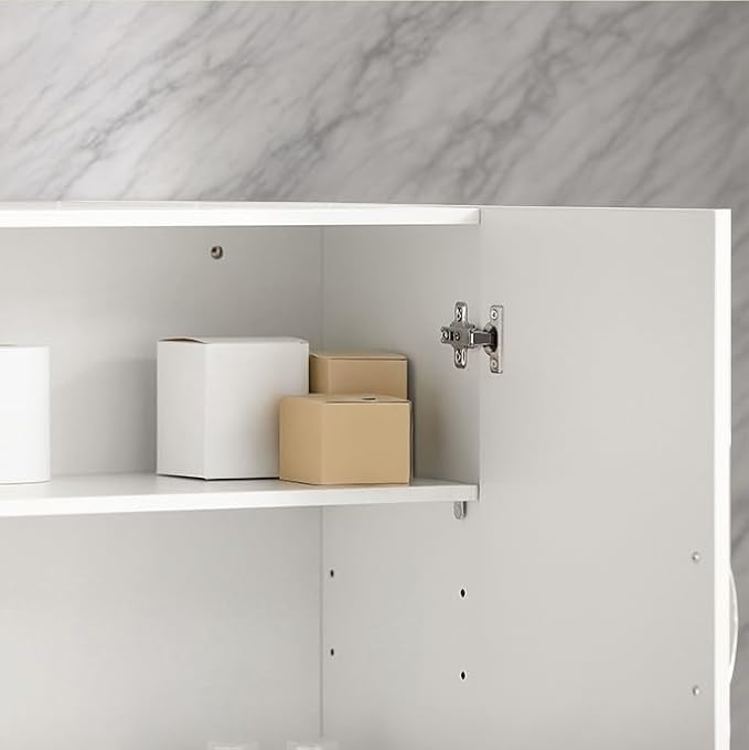Wall Mount Bathroom & Laundry Storage Cabinet, Wall Size, White | Wall-Mounted Storage Cabinet With Door & Adjustable Shelf, Space-Saving Bathroom Medicine Organizer, HUS-FRG231