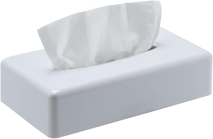 Y-in Hand Tissue Box Cover, Rectangular White Wall Mounted Facial Paper Holder Dispenser, Prefert for Storage on Bathroom Vanity, Kitchen, Night Stand, Countertops Office and Car.