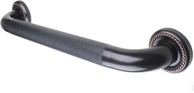 18-inch Textured Grab Bar for Bathtub and Shower, Oil Rubbed Bronze Finish, 1.5-Inch Diameter, Bathroom Toilet Saftey Hand Rail, Wall-Mounted, Great for Towel Holder/Stair Handrail