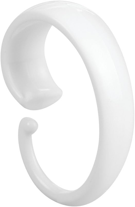 InterDesign Bathroom Shower Curtain "C" Hook - Pack of 12, White | Curtain Rings