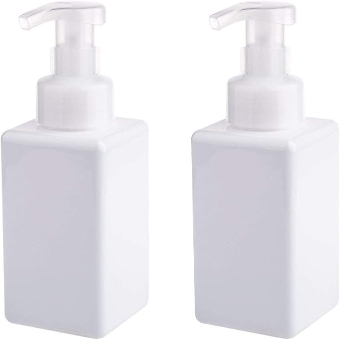 Foaming Soap Dispenser, 22oz Plastic Refillable Pump Bottle, 2 Pack, White | Hand Dispenser for Liquid Soap, Shampoo & Body Wash – Saves Soap with Rich Foam, Reusable, Easy to Refill, BPA-Free