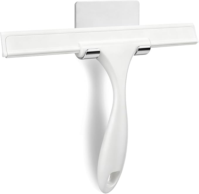 SetSail Squeegee for Shower Glass Door, 10 Inches, White | Stainless Steel Squeegee for Shower Glass Door, All-Purpose Window Squeegee for Shower Mirror Bathroom Car Window Cleaning
