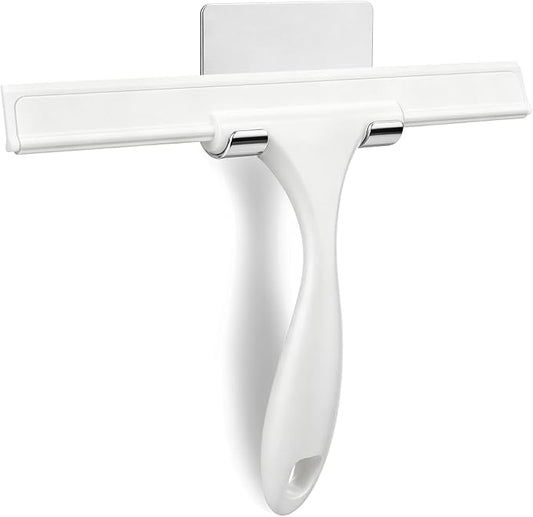 SetSail Squeegee for Shower Glass Door, 10 Inches, White | Stainless Steel Squeegee for Shower Glass Door, All-Purpose Window Squeegee for Shower Mirror Bathroom Car Window Cleaning