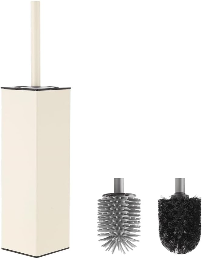 Toilet Brush and Holder Set White Freestanding for Bathroom