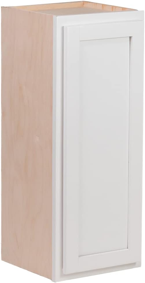 Quicklock RTA (Ready-to-Assemble) 42" Tall Wall Kitchen Cabinets - Shaker Style | 100% Hardwood | Made in America | Soft Close Hardware (Pure White, 12" D x 21" W x 42" H)