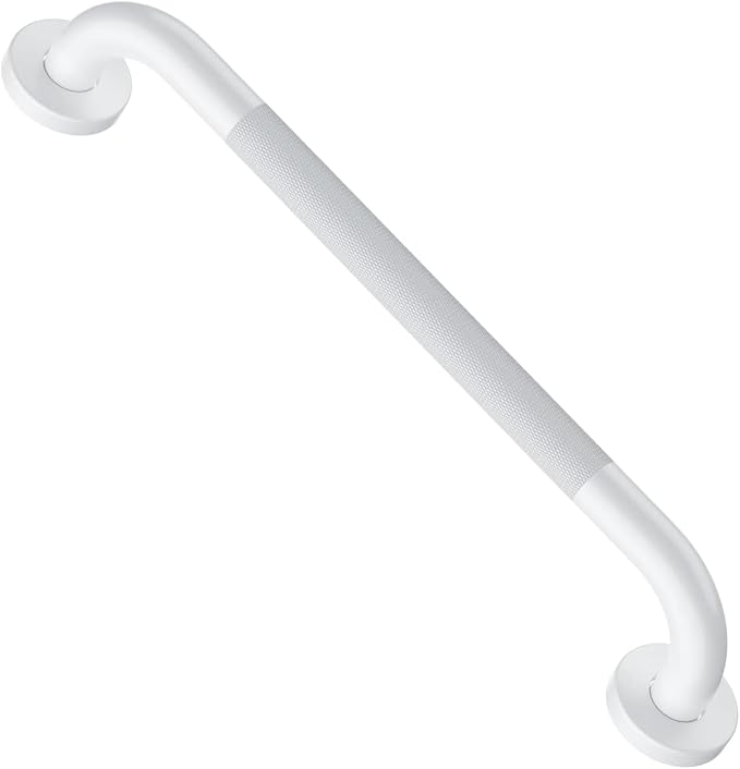 ZUEXT 16 Inch Oil Rubbed White Anti Slip Stainless Steel Shower Grab Bar | Knurled Grip, Bathroom Balance Bar, Wall Mount Safety Handrail Support, Handicap Injury Elderly Senior Assist Handle
