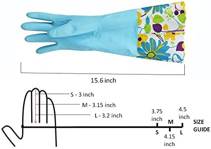 G & F Reusable Household Cleaning Gloves, Cotton-Lined Latex Rubber Dishwashing Gloves, Non-Slip Waterproof Kitchen & Bathroom Gloves for Washing Dishes, Scrubbing, Mopping & Household Chores
