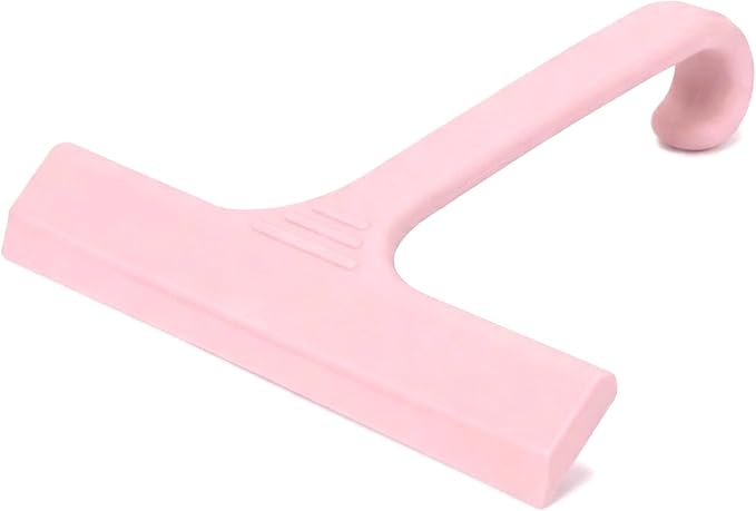 Silicone Shower Squeegee - All-in-One Design with Built-in Hook, 10 Inch Streak-Free Bathroom and car Cleaner for Glass Doors, Mirrors, Windows, Tiles Pink