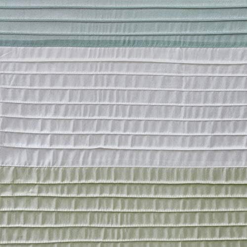Madison Park Amherst 72 x 72 Bathroom Shower Curtain, Faux Silk, Green | Modern Classic, Light Sheen, Pieced, Striped, Microfiber, Machine Washable, OEKO-TEX Certified, Amherst